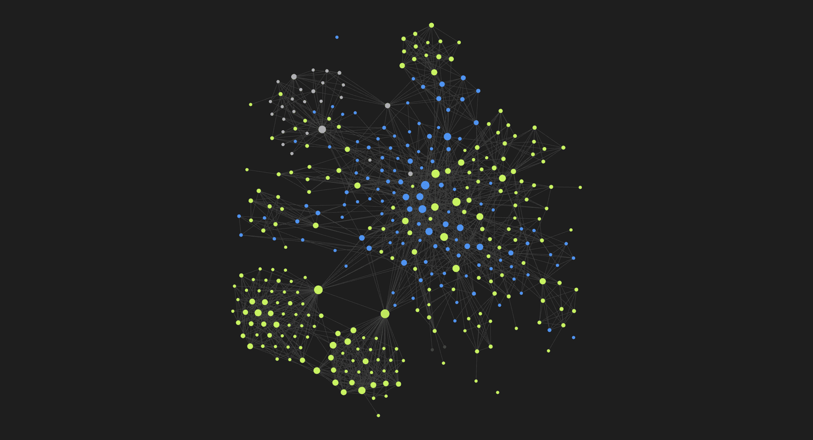 The JOE-OS vault's Obsidian graph view: hundreds of interlinked pages clustered into email, tech-stack, and project constellations